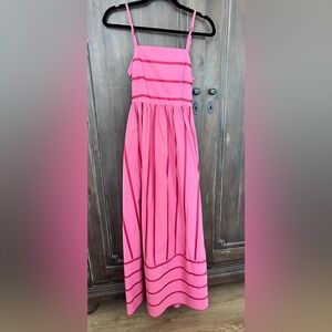 Sexy spaghetti strap cut out flowy midi striped dress